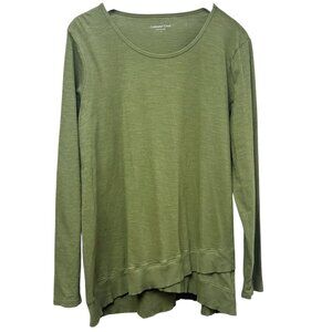 Coldwater Creek Long Sleeve Tee Large Olive Green Womens Casual Top Cotton